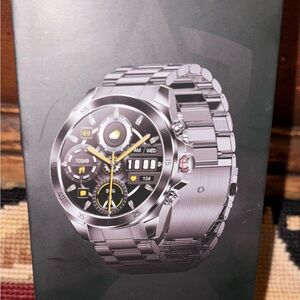 Men's Silver Chronograph Watch with Black Dial
